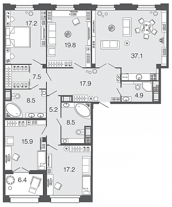 4-комнатная, 160 м² — ЖК ЖК Futurist (Футурист)