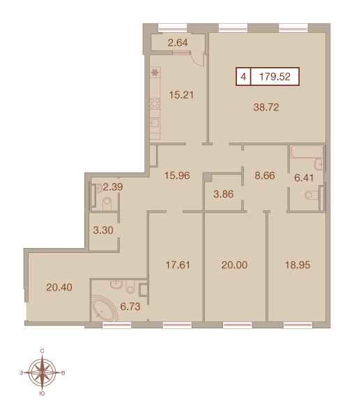 4-комнатная, 180 м² — ЖК ЖК Neva Haus (Нева Хаус)
