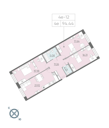 3-комнатная, 94 м² — ЖК ЖК Riviere Noire (Ривьер Нуар)