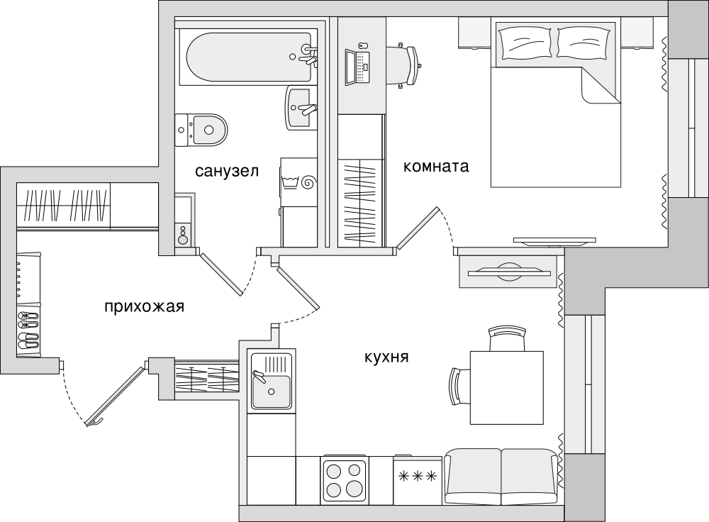 1-комнатная, 35 м² — ЖК ЖК Елизаровский