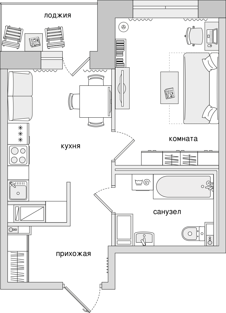 1-комнатная, 38 м² — ЖК ЖК Елизаровский