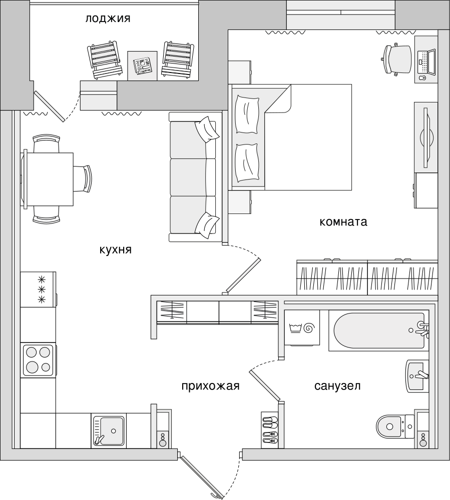 1-комнатная, 42 м² — ЖК ЖК Елизаровский