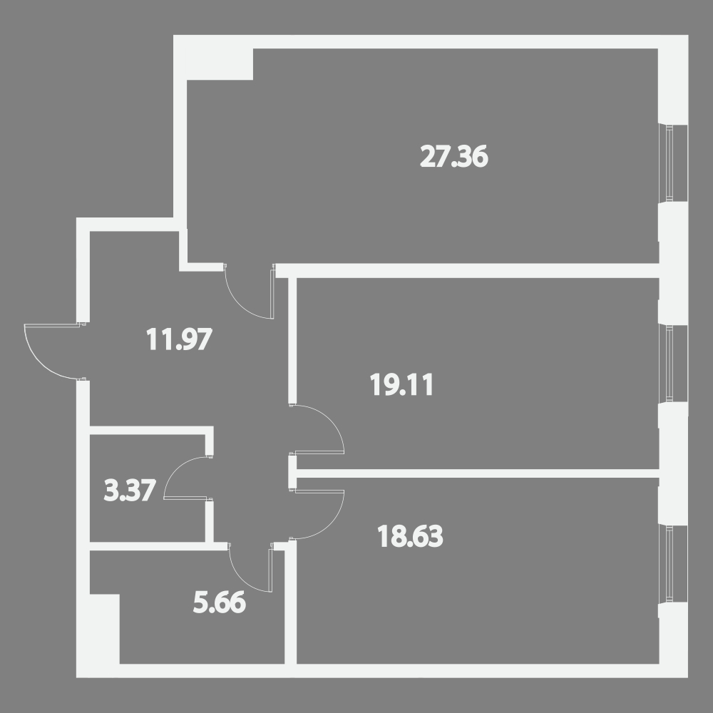 2-комнатная, 86 м² — ЖК Жилой дом Ye's Residence (Йес Резиденс)