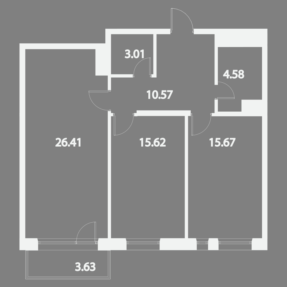 2-комнатная, 78 м² — ЖК Жилой дом Ye's Residence (Йес Резиденс)