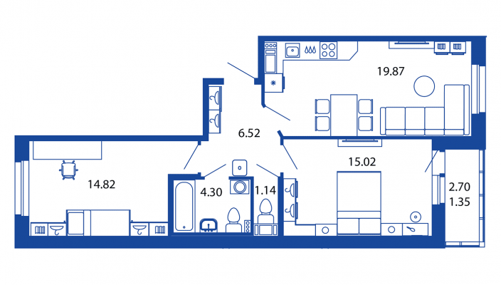 3-комнатная, 63 м² — ЖК ЖК Полис на московской