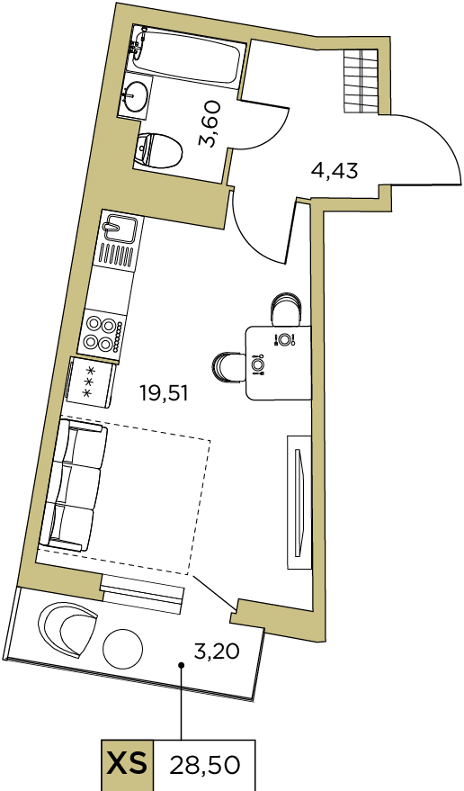 Студия, 28.5 м² — ЖК ЖК Аквилон Sky (Аквилон Скай)