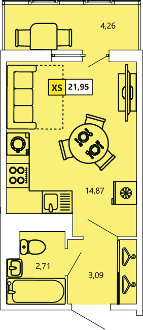 Студия, 21.95 м² — ЖК ЖК «Ол Инклюзив (All Inclusive)»