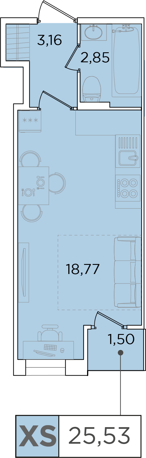 Студия, 25.53 м² — ЖК ЖК Forest Аквилон (Форест Аквилон)