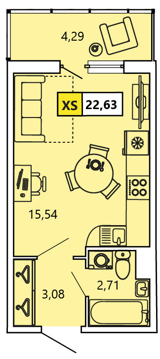 Студия, 22.63 м² — ЖК ЖК «Ол Инклюзив (All Inclusive)»