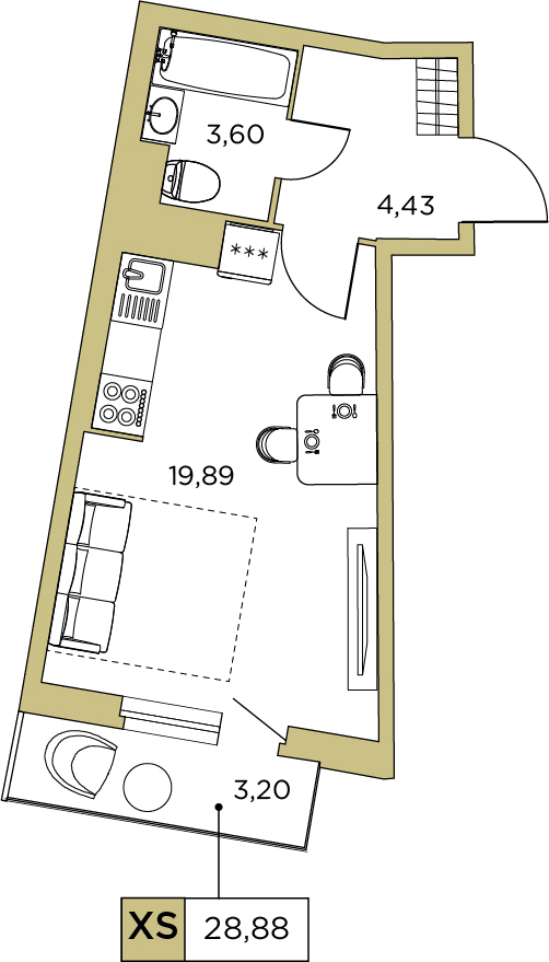 Студия, 28.88 м² — ЖК ЖК Аквилон Sky (Аквилон Скай)