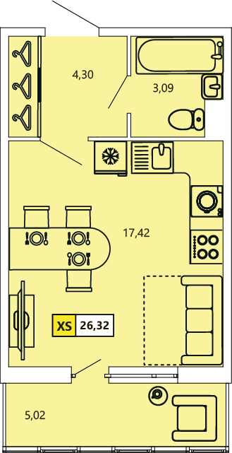 Студия, 26.32 м² — ЖК ЖК «Ол Инклюзив (All Inclusive)»