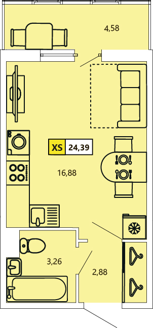 Студия, 24.39 м² — ЖК ЖК «Ол Инклюзив (All Inclusive)»