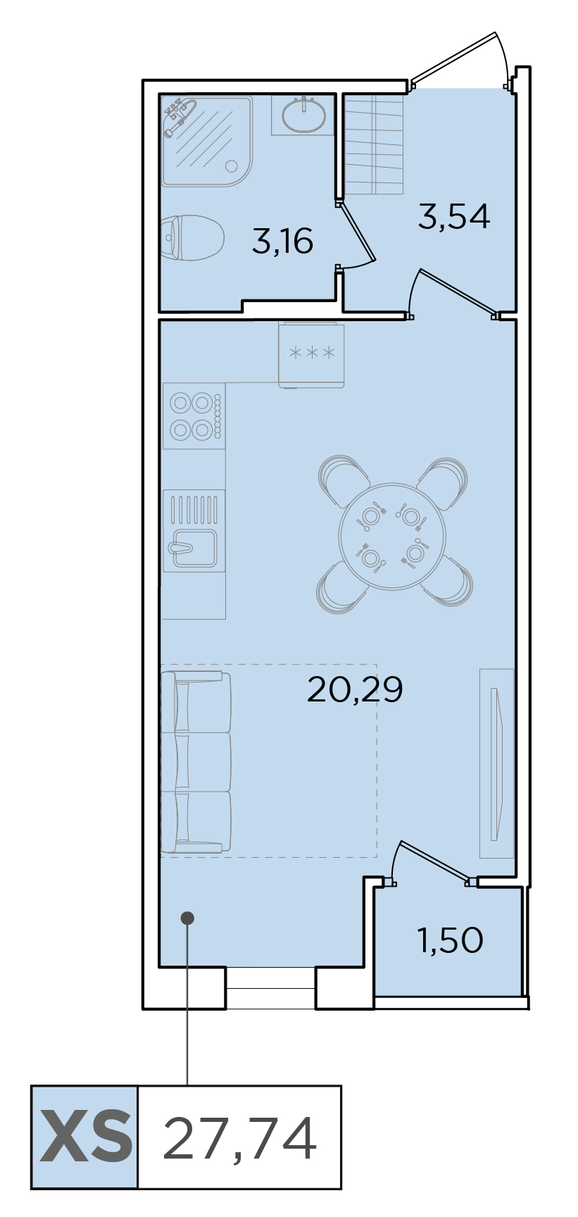Студия, 27.74 м² — ЖК ЖК Forest Аквилон (Форест Аквилон)