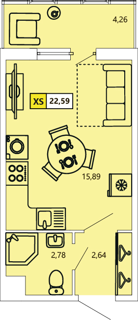 Студия, 22.59 м² — ЖК ЖК «Ол Инклюзив (All Inclusive)»