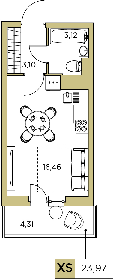 Студия, 23.97 м² — ЖК ЖК Аквилон Sky (Аквилон Скай)