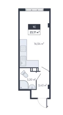 Студия, 23.17 м² — ЖК ЖК «Ромашки»