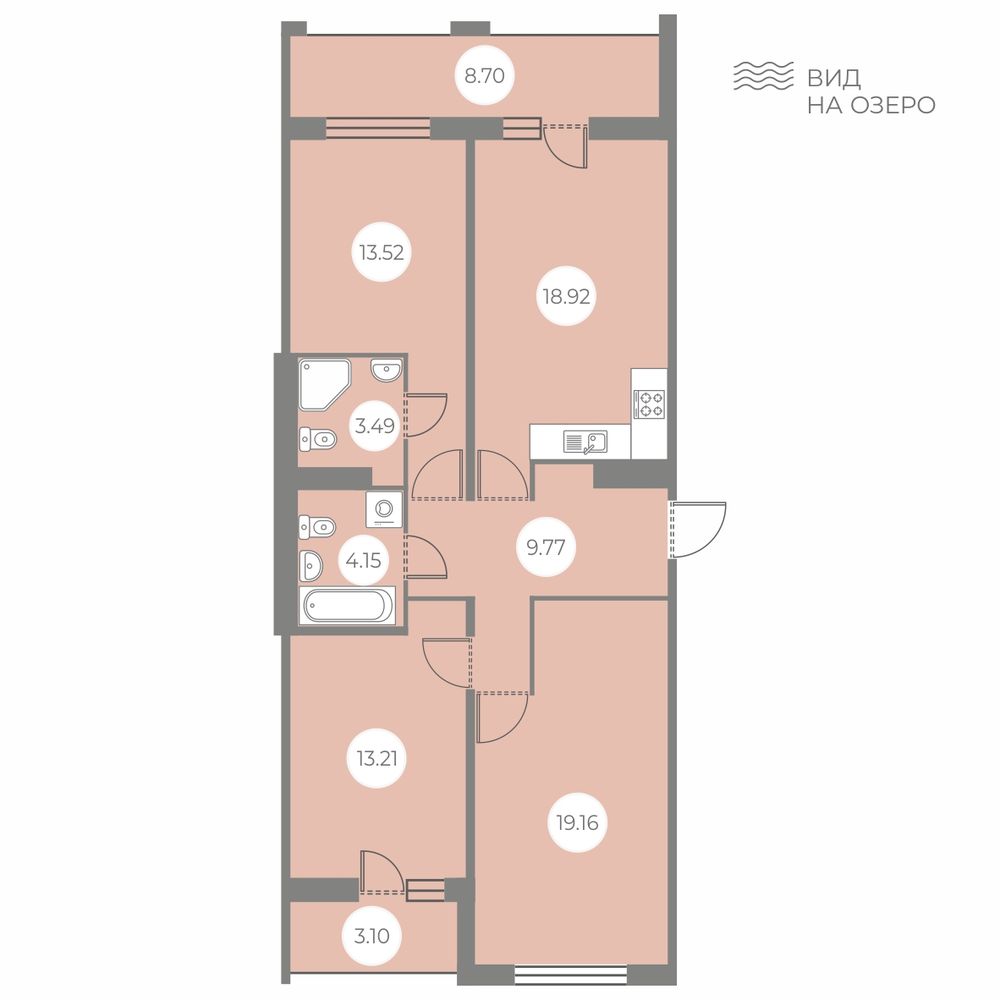 3-комнатная, 88.12 м² — ЖК ЖК БФА в Озерках